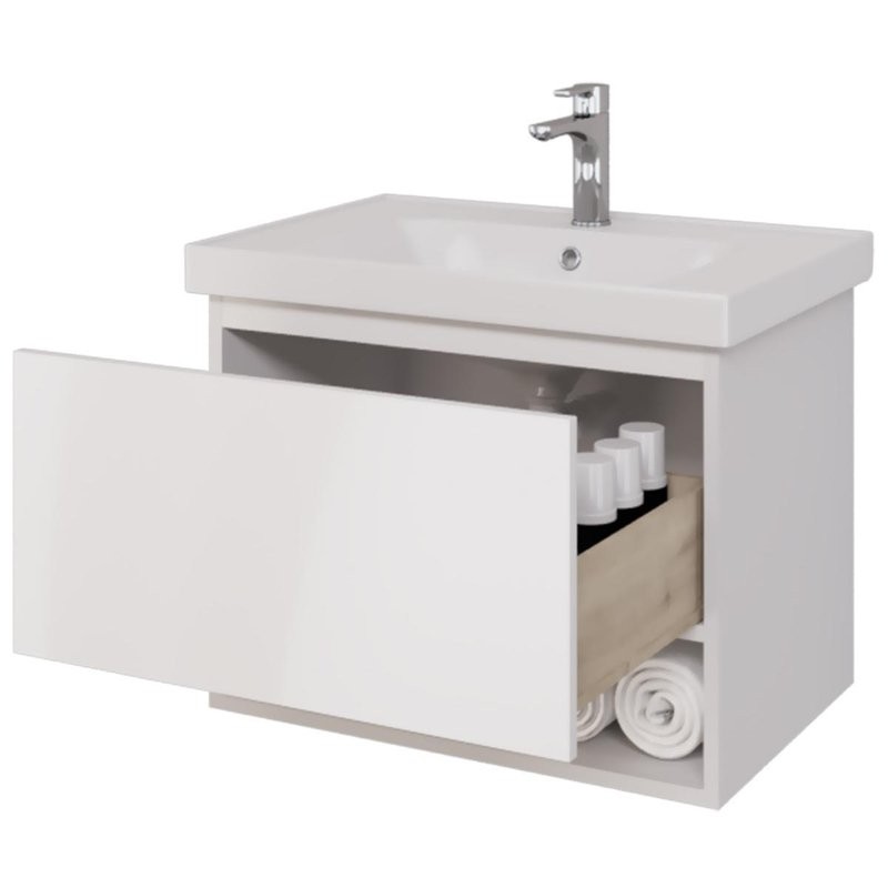 Тумба с раковиной Dreja Perfecto 70 подвесная, белый глянец