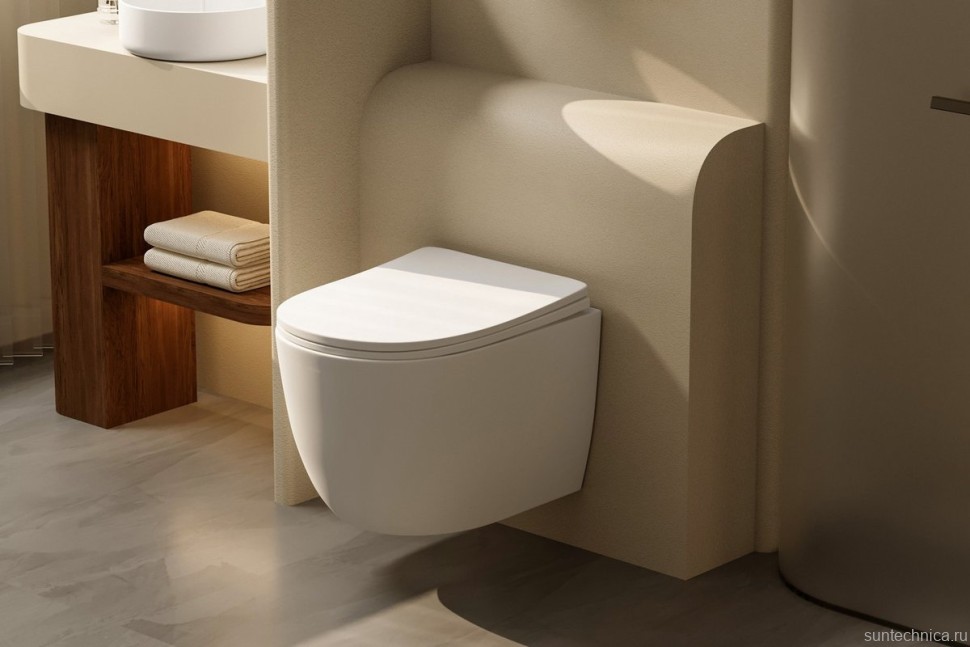 Унитаз подвесной Abber Bequem AC1100TMW безободковый, с микролифтом, матовый белый