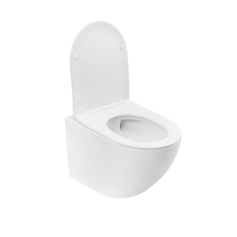 Унитаз подвесной Abber Bequem AC1100TMW безободковый, с микролифтом, матовый белый