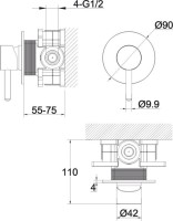 Встраиваемый смеситель для душа и ванны WHITECROSS Y Y1245BL С ВНУТРЕННЕЙ ЧАСТЬЮ, черный матовый