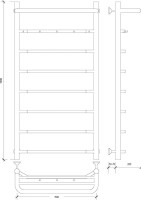 Полотенцесушитель водяной Secado Агата 1 KСП 105x55 см, глянцевый хром, лесенка, с полкой