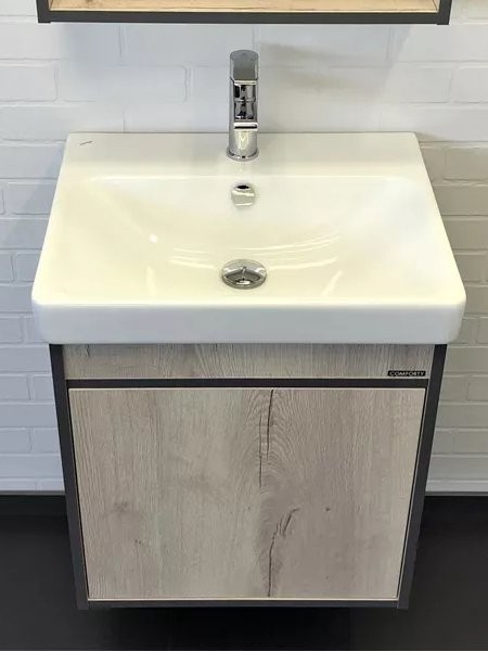 Тумба с раковиной Comforty Вена 55 подвесная, дымчатый дуб