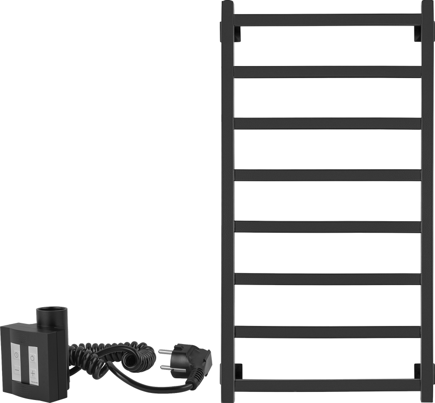 Полотенцесушитель электрический Secado Корато 1 , 105x55 см, подключение слева, матовый черный, лесенка