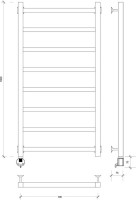 Полотенцесушитель электрический Secado Корато 1 , 105x55 см, подключение слева, матовый черный, лесенка