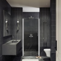 Душевая дверь в нишу Maybahglass MGD-443-1 99 см, профиль матовый белый, стекло графит