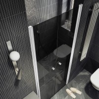 Душевая дверь в нишу Maybahglass MGD-443-1 99 см, профиль матовый белый, стекло графит