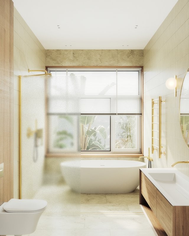 Душевая перегородка Maybahglass MGD-688-3ш 119 см, профиль золото, стекло сатин