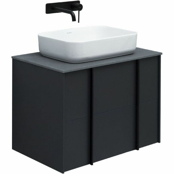 Тумба под раковину со столешницей Allen Brau Reality 70 подвесная, антрацит матовый, столешница графит структ