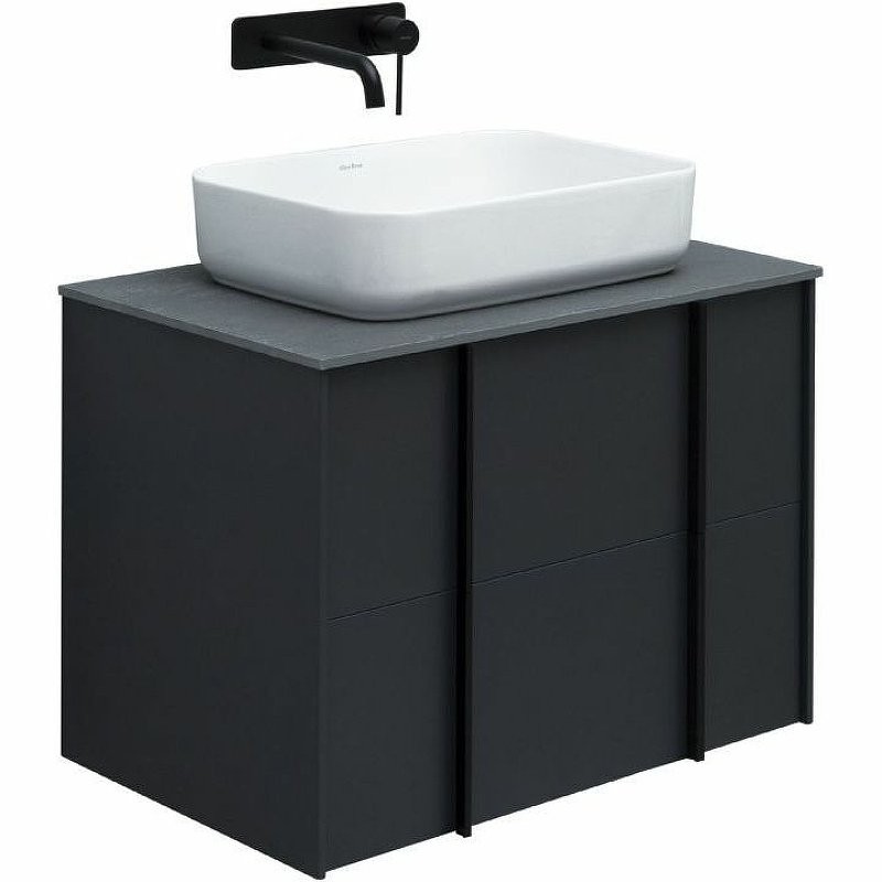 Тумба под раковину со столешницей Allen Brau Reality 70 подвесная, антрацит матовый, столешница графит структ