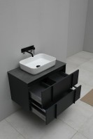 Тумба под раковину со столешницей Allen Brau Reality 70 подвесная, антрацит матовый, столешница графит структ