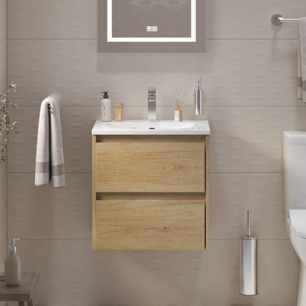 Тумба с раковиной BelBagno Kraft 39 50 rovere nebrasca nature, раковина BB-8099-3-50