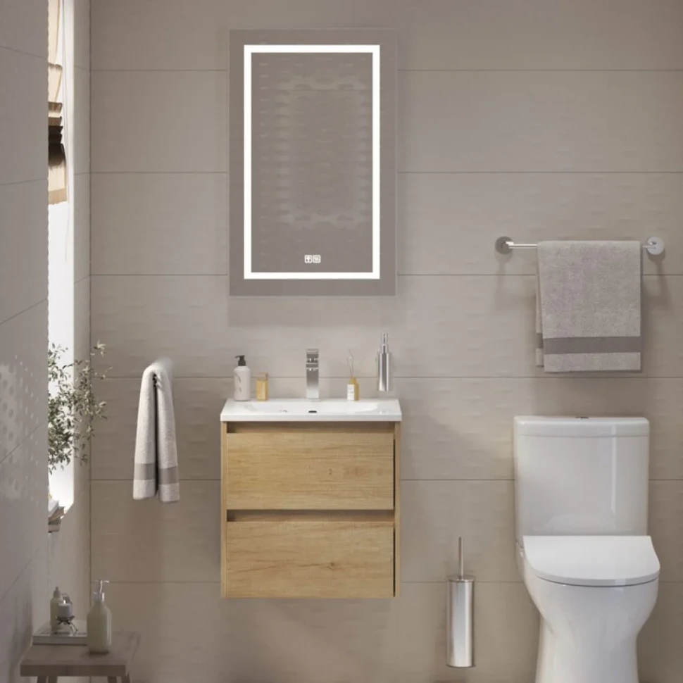 Тумба с раковиной BelBagno Kraft 39 50 rovere nebrasca nature, раковина BB-8099-3-50