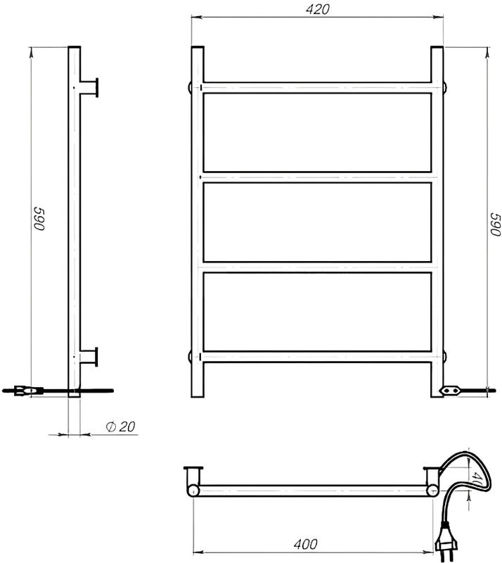 Полотенцесушитель электрический EWRIKA Гера 40x60, белый