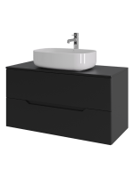 Тумба с раковиной Orange Line 100 подвесная, 2 ящика, матовая черная с раковиной B07-540W