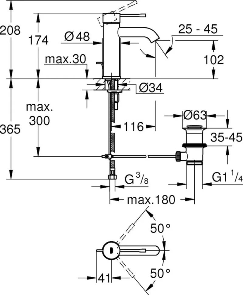 Смеситель для раковины Grohe Essence New 23589001