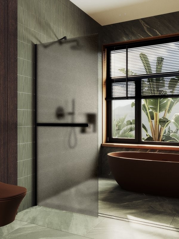 Душевая перегородка Maybahglass MGD-1460-6ш 99 см, профиль черный, стекло бронза матовое