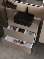 Мебель для ванной комнаты Orange Line 80 подвесная, 2 ящика, матовый латте с раковиной B02-460MB