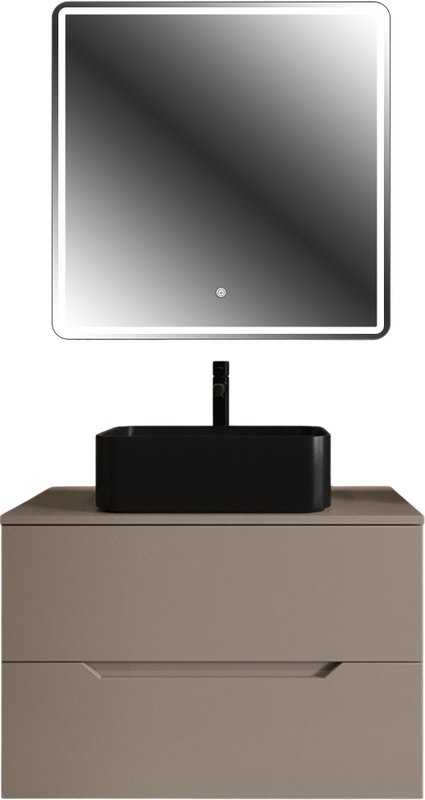 Мебель для ванной комнаты Orange Line 80 подвесная, 2 ящика, матовый латте с раковиной B02-460MB