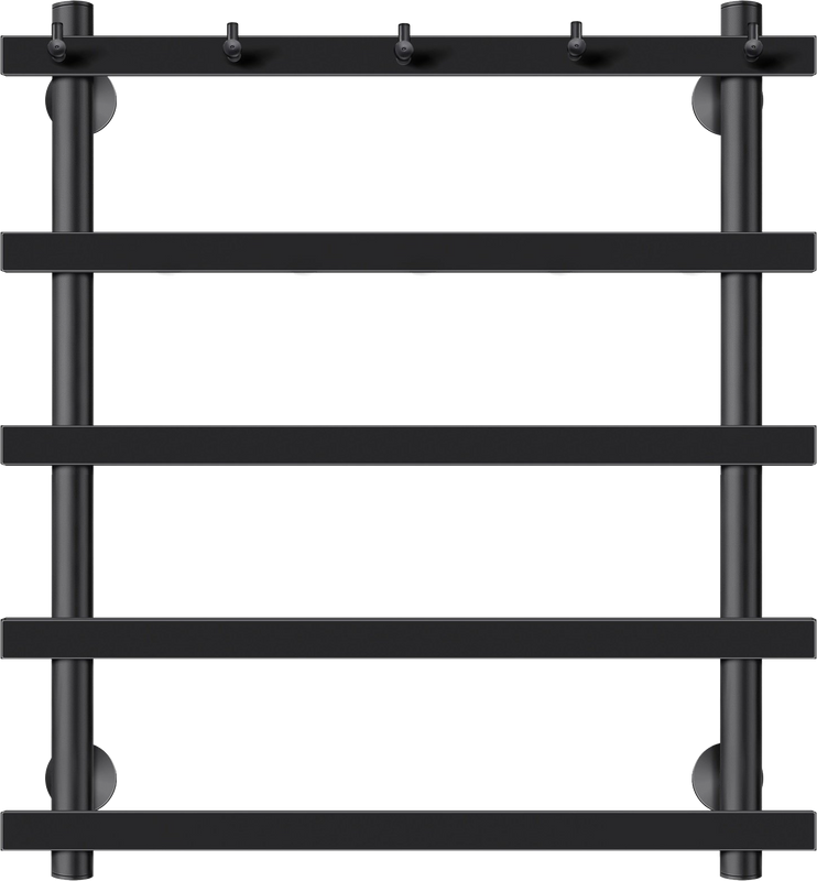 Полотенцесушитель электрический Secado Понтида 1 K, R 60x60 см, подключение справа, матовый черный, лесенка