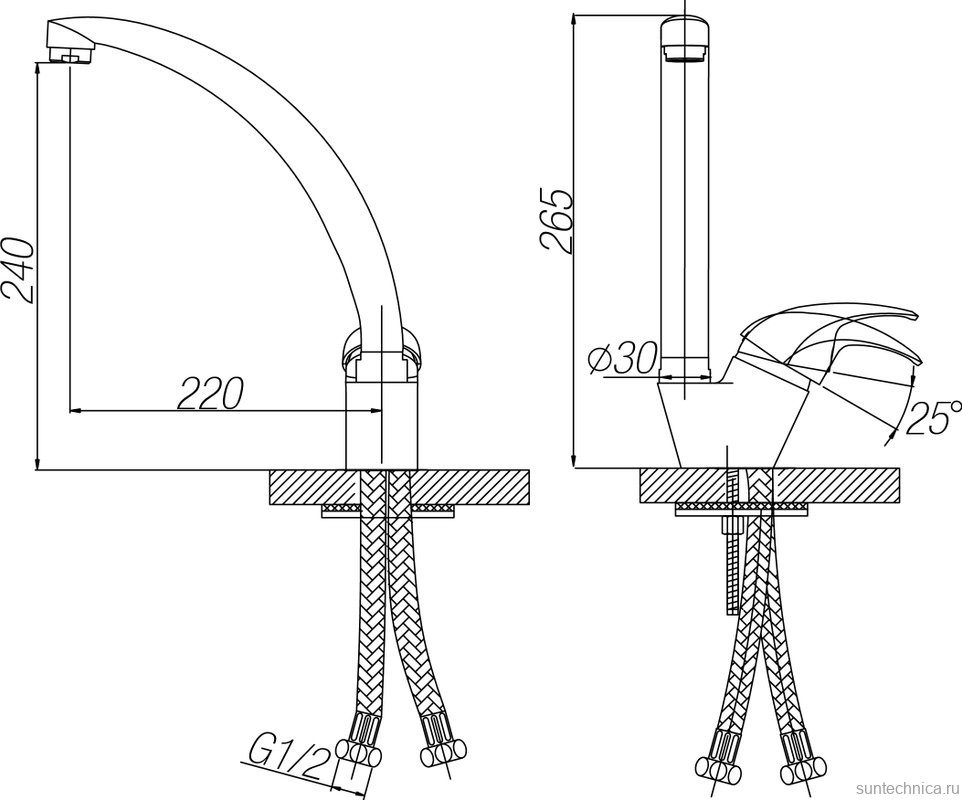 Смеситель для кухни Paulmark Holstein Ho212012-310 , серый