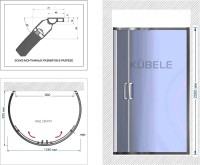 Душевой уголок Kubele DE018 DE018RR4L-CLN-BLM 120х120, профиль черный матовый
