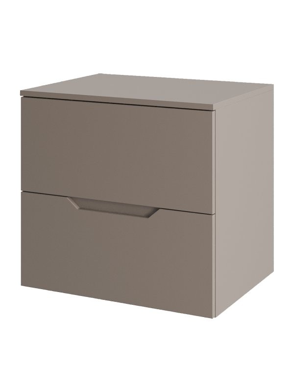 Тумба с раковиной Orange Line 60 подвесная, 2 ящика, матовый латте с раковиной B02-460W