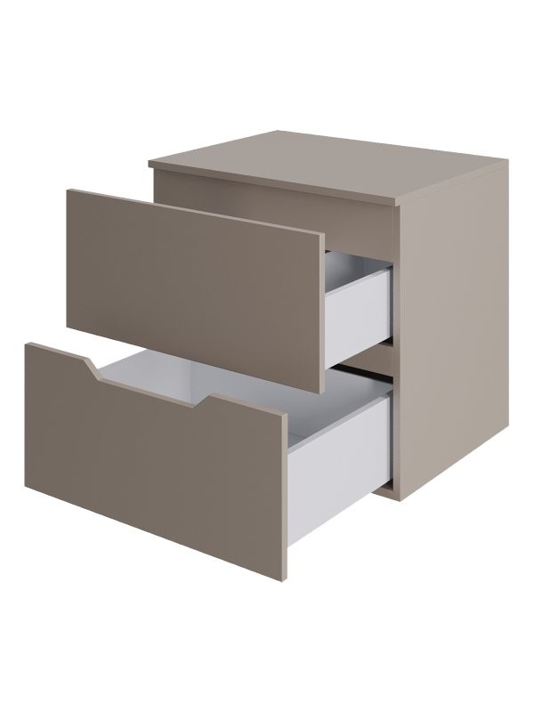 Тумба с раковиной Orange Line 60 подвесная, 2 ящика, матовый латте с раковиной B02-460W