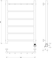 Полотенцесушитель электрический Secado Триада 1 К 80x50 см, подключение справа, матовый черный, лесенка
