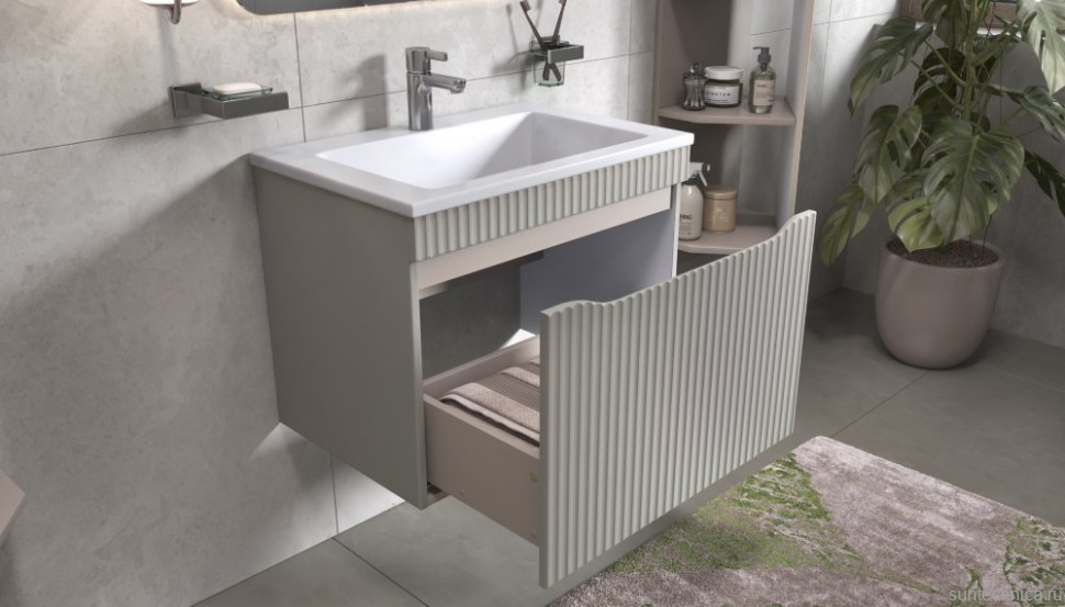 Тумба с раковиной Velvex Alba 70 тирамису