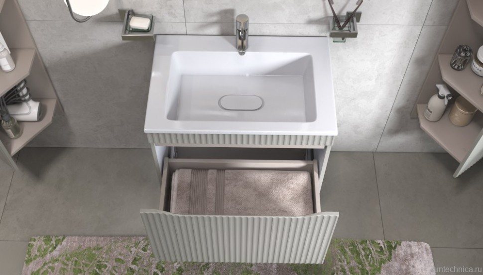 Тумба с раковиной Velvex Alba 70 тирамису