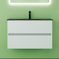 Тумба с раковиной Sancos Urban 80 см белый глянец, черная раковина