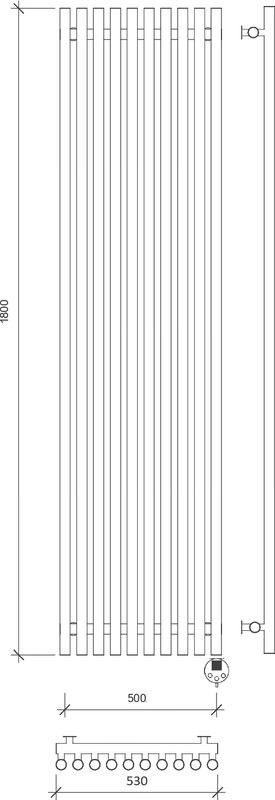 Полотенцесушитель электрический Secado Бергамо плюс 10 1800/500 180x55 см, подключение справа, матовый черный, I-образный