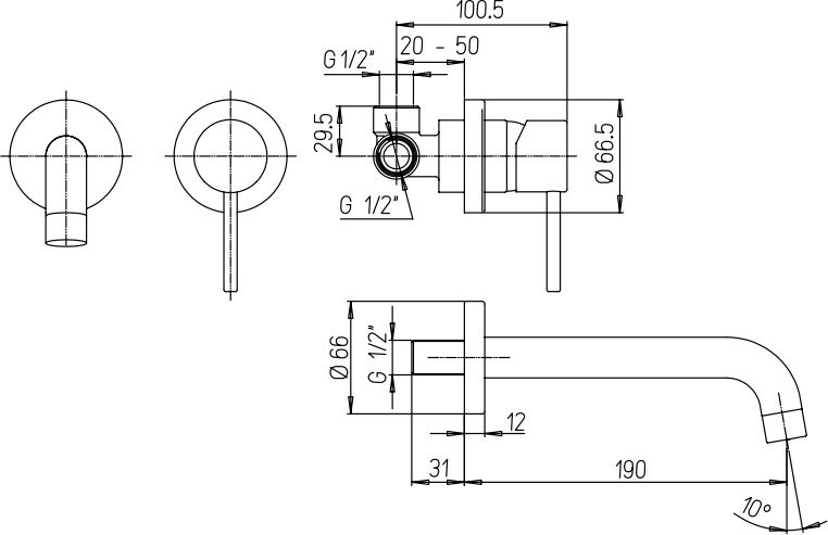 Смеситель для раковины Paini Cox 78CR208 С ВНУТРЕННЕЙ ЧАСТЬЮ