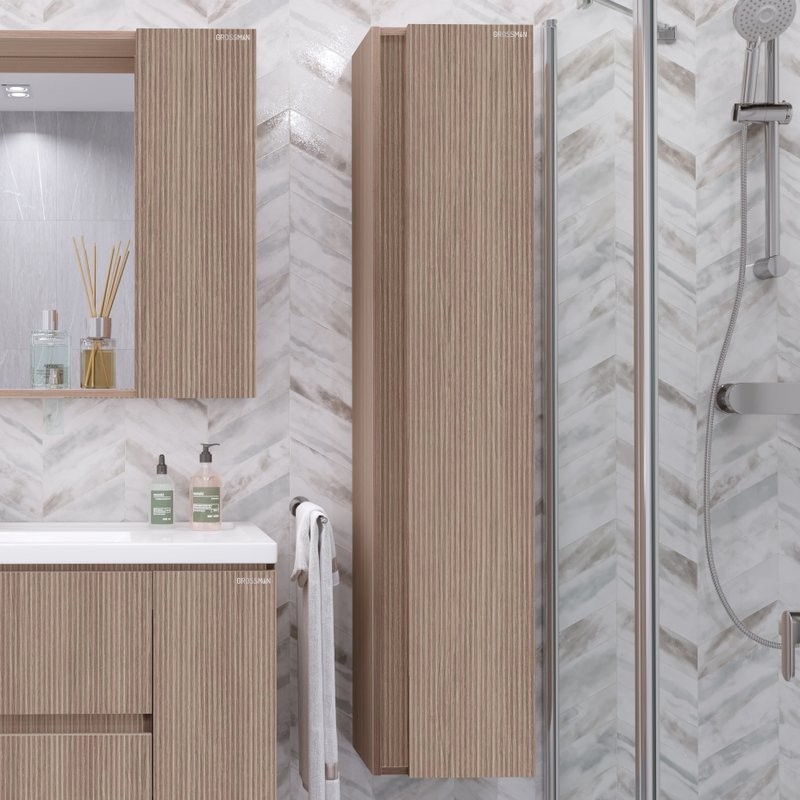 Шкаф пенал для ванной Grossman Юнит кадена вуд