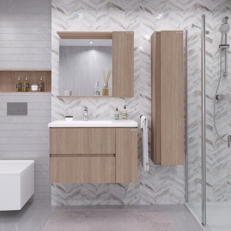 Шкаф пенал для ванной Grossman Юнит кадена вуд