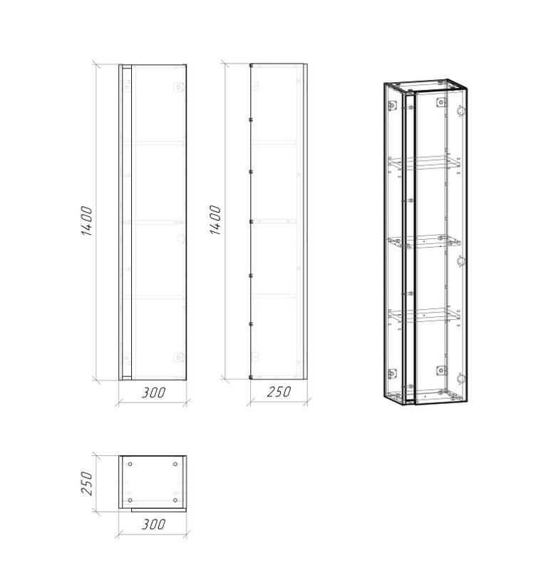Шкаф пенал для ванной Grossman Юнит кадена вуд