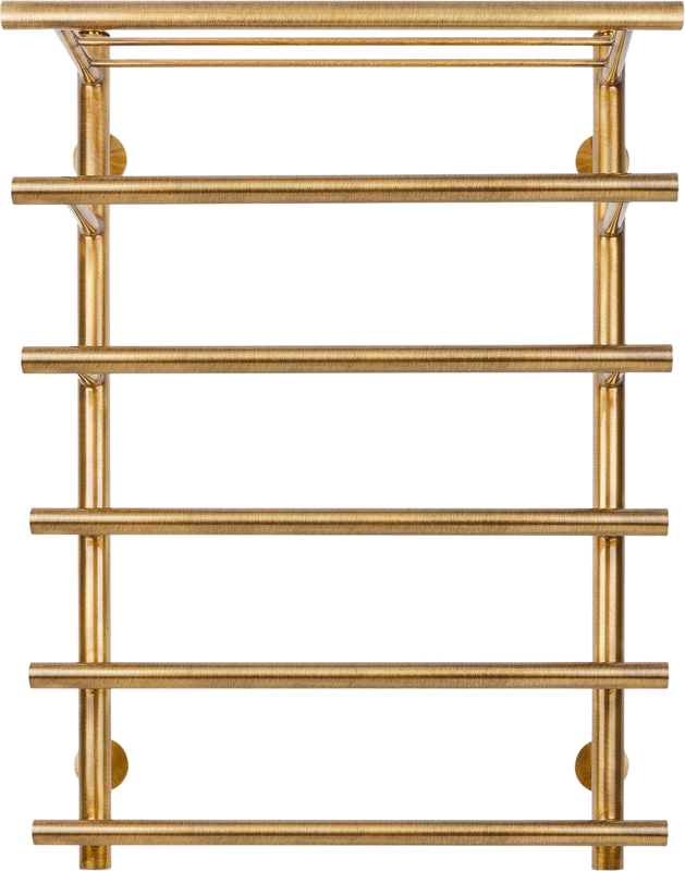 Полотенцесушитель электрический Secado Турин 6 L 85x60 см, подключение слева, бронза, лесенка, латунь, с полкой