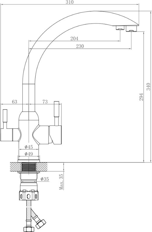 Смеситель для кухни Domaci Ливорно D8649BR брашированный
