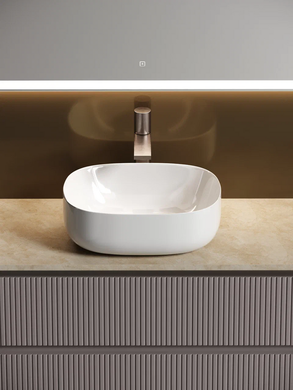 Тумба с раковиной Sancos Snob T 100 см, doha soft, столешница бежевая, раковина CN6018