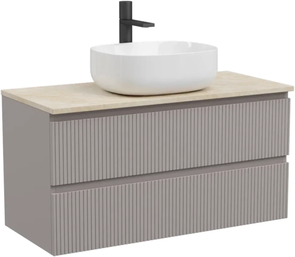 Тумба с раковиной Sancos Snob T 100 см, doha soft, столешница бежевая, раковина CN6018