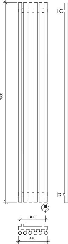 Полотенцесушитель электрический Secado Бергамо 6 1800х300 180x35 см, подключение справа, хром, I-образный